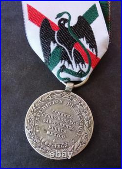 FRANCE Médaille commémorative de l'expédition du Mexique en 1862 1863. ARGENT
