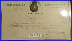 FRANCE. Médailles de Sainte Hélène + Diplome décerné à un Ancien fourrier 1815