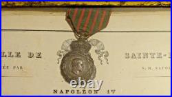 FRANCE. Médailles de Sainte Hélène + Diplome décerné à un Ancien fourrier 1815
