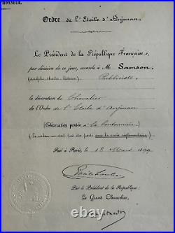 France Brevet Chevalier Ordre De L'étoile D'anjouan 1899 Publiciste Colonial