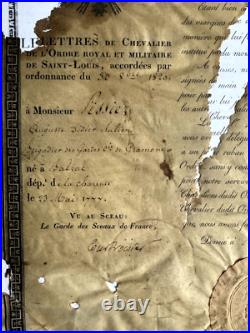 France Brevet De L'ordre De Saint Louis 1829 Garde Du Corps Du Roi Cie Gramont