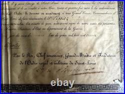 France Brevet De L'ordre De Saint Louis 1829 Garde Du Corps Du Roi Cie Gramont