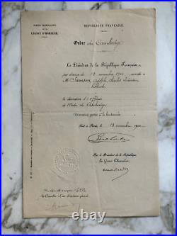 France Brevet Officier De L'ordre Royal Du Cambodge 1900 Publiciste Colonial