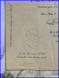 France Brevet Officier De L'ordre Royal Du Cambodge 1900 Publiciste Colonial