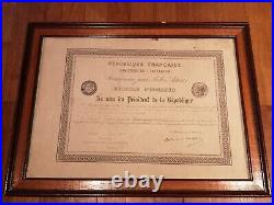 France Diplome Médaille Pour Acte De Courage Et De Devouement 1884 Arrestation