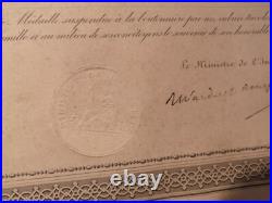 France Diplome Médaille Pour Acte De Courage Et De Devouement 1884 Arrestation
