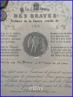 France Médaille 2ème Armée De La Loire Général Chanzy Brevet Second Empire