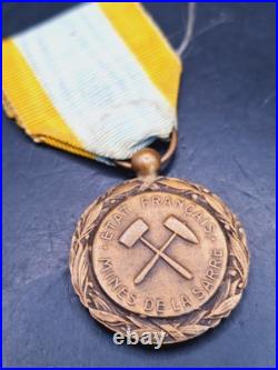 France Médaille des mines Sarre Honneur et Travail 1934 Ordre Insigne