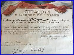 General Dillemann, Citation À L'ordre De L'armée Offert Par Petain