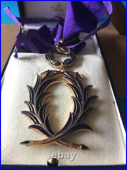 Grande Médaille Décoration Française Palme Académique 13 cm Commandeur Vermeil
