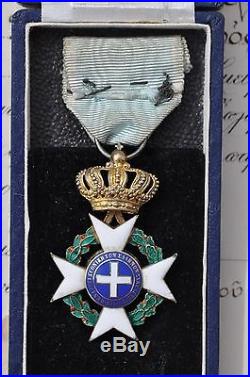 Grèce Ordre du Sauveur, officier en vermeil, avec écrin et diplome