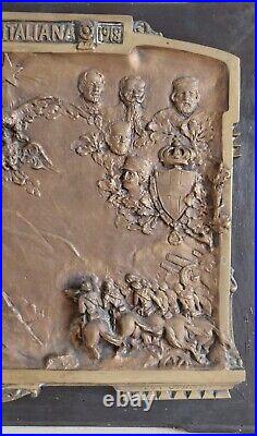 Italie A. Battaggi Grande plaque commémorative WWI Bas relief sculpture bronze