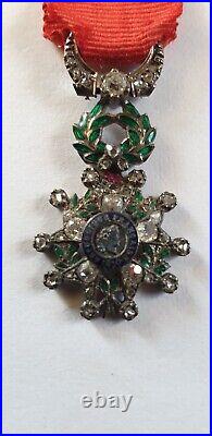 Legion D Honneur Miniature De Luxe Diamants Et Rubis, En Argent