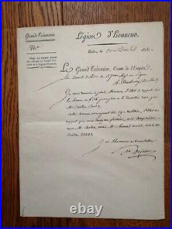 Lettre Grand Tresorier De La Légion D'honneur 1812 Comte Dejan Empire Décoration