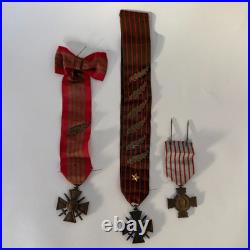 Lot 3 médailles militaires Croix de Guerre 1914-1918 avec palmes MX187