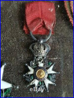 Lot 5 ordres médailles XIXe légions d'honneur et miniatures réductions Napoléon
