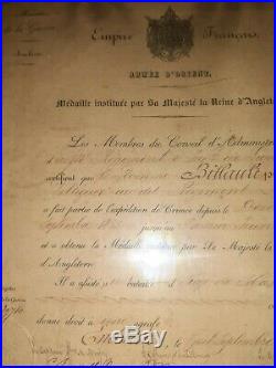 Lot Diplomes Second Empire Medaille Crimee Italie