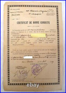 Lot Document 163° RI Bastia Corse 1909 Médaille Italie 1918 Billet Hopital WWI