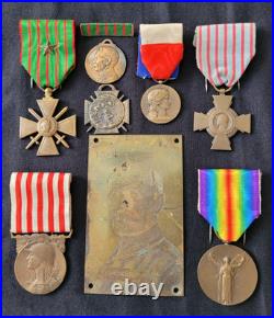Lot Médailles Croix de Guerre 1914 1918 Foch Art tranchées Ministère Guerre