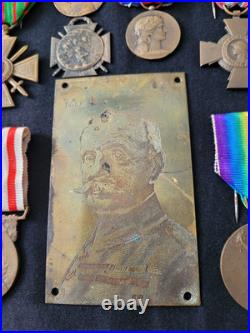 Lot Médailles Croix de Guerre 1914 1918 Foch Art tranchées Ministère Guerre