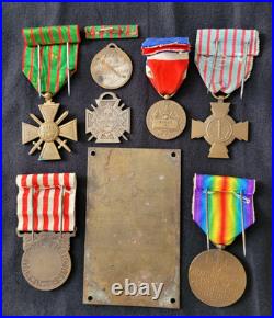 Lot Médailles Croix de Guerre 1914 1918 Foch Art tranchées Ministère Guerre