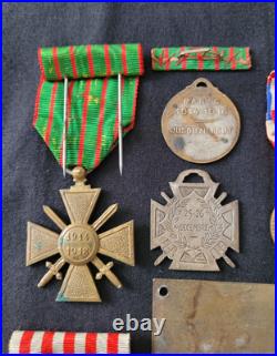 Lot Médailles Croix de Guerre 1914 1918 Foch Art tranchées Ministère Guerre