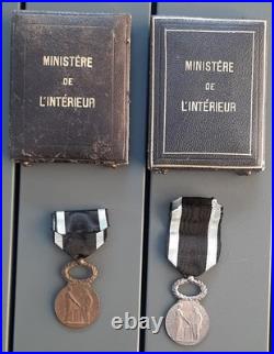 Lot Médailles Ministère de l'Intérieur 1900 1904 Directeur d'école Lyon ORIGINAL