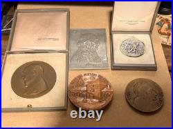 Lot de 5 médailles de vitrine et collection bronze, cuivre, étain superbes