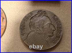 Lot de 5 médailles de vitrine et collection bronze, cuivre, étain superbes