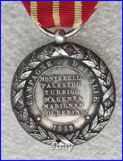 MEDAILLE CAMPAGNE D'ITALIE 1859 NAPOLEON III graveur FALOT Second Empire
