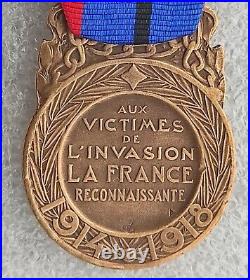 MEDAILLE DES VICTIMES DE L'INVASION guerre 1914 1918