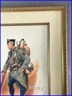 MILITAIRE LITHOGRAPHIE de CHASSEUR à PIED