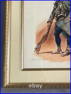 MILITAIRE LITHOGRAPHIE de CHASSEUR à PIED