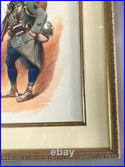 MILITAIRE LITHOGRAPHIE de CHASSEUR à PIED