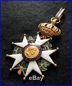 Magnifique Croix de commandeur de la Légion d'Honneur 2nd Empire en or poinçonné