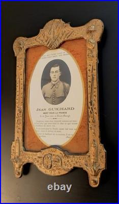 Magnifique cadre patriotique français de la Première Guerre mondiale daté 14/15