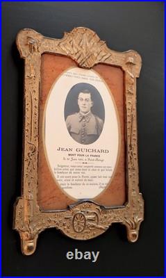 Magnifique cadre patriotique français de la Première Guerre mondiale daté 14/15