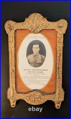 Magnifique cadre patriotique français de la Première Guerre mondiale daté 14/15