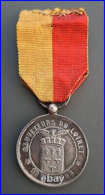 Médaille 1868 Sauveteurs du Loiret en argent Sauvetage 2° Empire ORIGINAL MEDAL