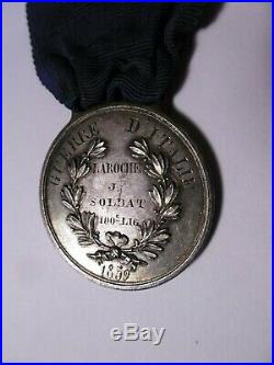 Médaille AL VALORE MILITARE de la Valeur Militaire Sarde Guerre d'Italie 1859