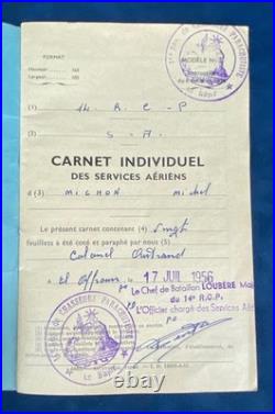 Médaille Algérie argent Michon Michel + documents militaires parachutiste 1950s