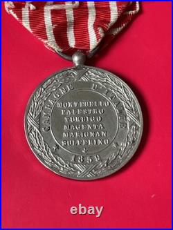 Médaille Campagne D'Italie 1859 Napoléon III. Argent Signe S. J (Stefano Johnson)