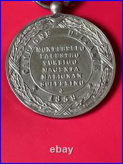 Médaille Campagne D'Italie 1859 Napoléon III. Argent Signe S. J (Stefano Johnson)