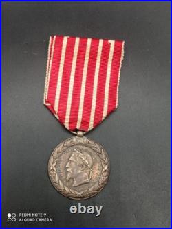 Médaille Campagne d'Italie Napoléon III en argent massif Poinçonné, fab E. FALOT
