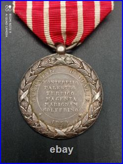 Médaille Campagne d'Italie Napoléon III en argent massif Poinçonné, fab E. FALOT