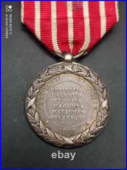 Médaille Campagne d'Italie Napoléon III en argent massif Poinçonné, fab E. FALOT