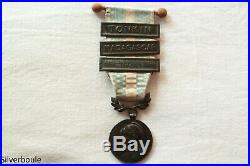 Medaille Coloniale Agrafes Tonkin Madagascar Aof A Clapet
