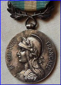 Médaille Coloniale Argent agrafe CÔTE d'IVOIRE ORIGINAL French Medal