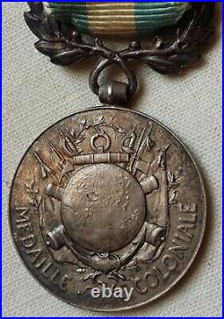 Médaille Coloniale Argent agrafe CÔTE d'IVOIRE ORIGINAL French Medal