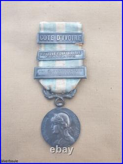 Medaille Coloniale Avec Agrafes Cote D Ivoire, Aef, Aof